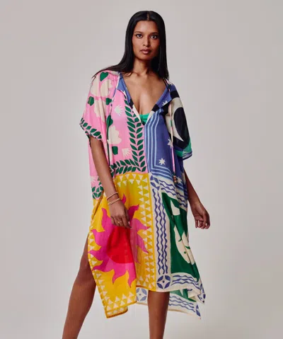 Echo New York Summer Escape Maxi Caftan In Multi