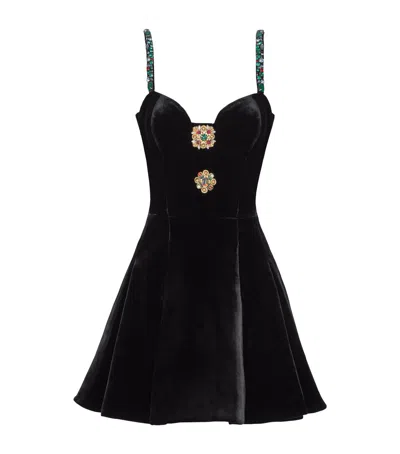 Balmain Embellished Strappy Velvet Dress In Black