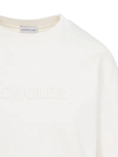 Moncler Logo Cotton Sweatshirt In White