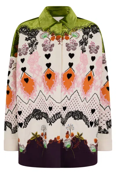 Valentino Short Coat With Various Patterns In Different Colors On A Neutral Tone, Ideal For A Polished Look In Multi