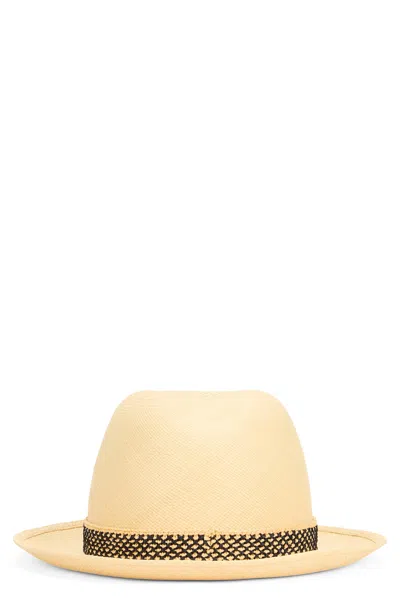 Valentino Elegant Straw Hat With Decorative Ribbon In Sand