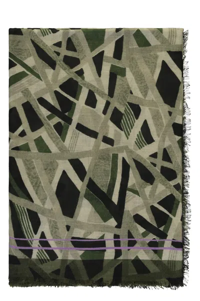 Herno Scarf In Wool And Silk In Green