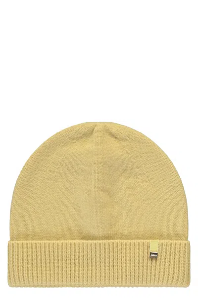 Herno Yellow Knitted Cap In Yellow