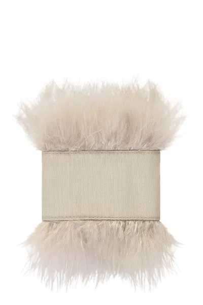Herno Feather-detail Bracelet In Gray