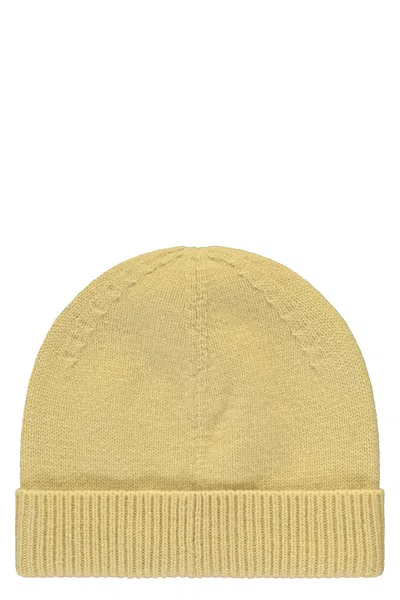 Herno Yellow Knitted Cap In Yellow