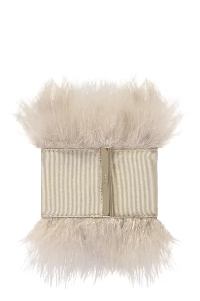 Herno Feather-detail Bracelet In Gray