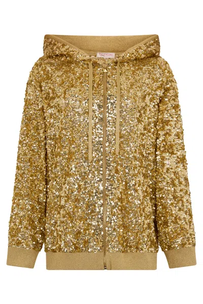 Valentino Sequinned Zip-up Hoodie In Multi