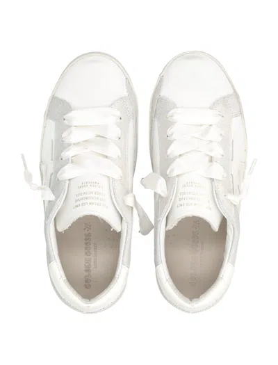 Golden Goose Kids Super-star Leather And Laminated Suede Sneakers In White