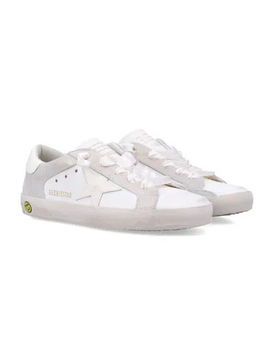 Golden Goose Kids Super-star Leather And Laminated Suede Sneakers In White