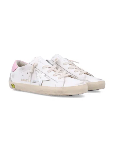 Golden Goose Kids Super-star White And Pink Leather Sneakers In White