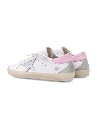 Golden Goose Kids Super-star White And Pink Leather Sneakers In White