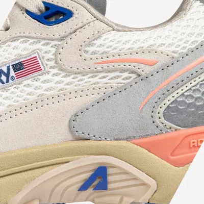 Autry Hyperway Sneakers In White And Peach Suede And Mesh In Multi