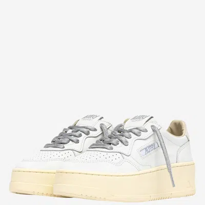 Autry White Leather Medalist Platform Sneakers In White
