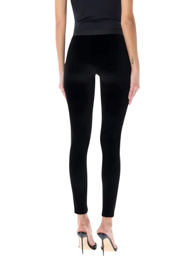 Tom Ford Black Stretch Velour Logo Leggings In Animal Print