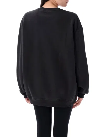 Adidas Originals Essentials Fleece Long Oversized Crew Sweatshirt In Black