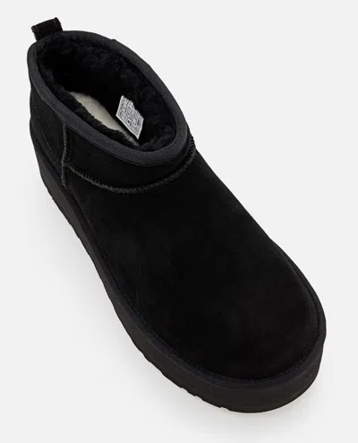 Ugg Classic Mini Platform Black Ankle Boots With Platform In Suede Woman In Black