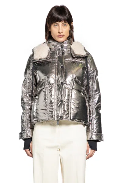 Moncler Calaque Metallic Hooded Down Ski Jacket In Metallic