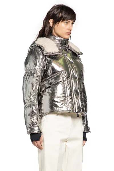 Moncler Calaque Metallic Hooded Down Ski Jacket In Metallic