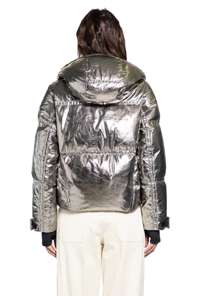 Moncler Calaque Metallic Hooded Down Ski Jacket In Metallic