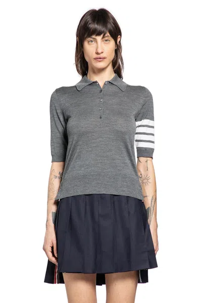 Thom Browne 4-par Polo In Merino Wool In Gray