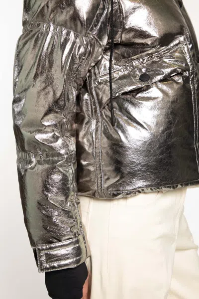 Moncler Calaque Metallic Hooded Down Ski Jacket In Metallic