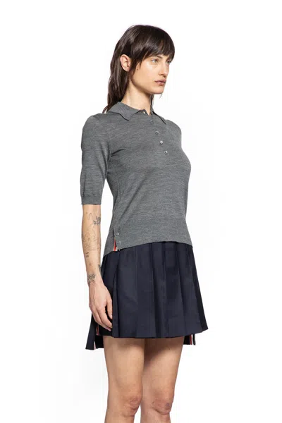 Thom Browne 4-par Polo In Merino Wool In Gray