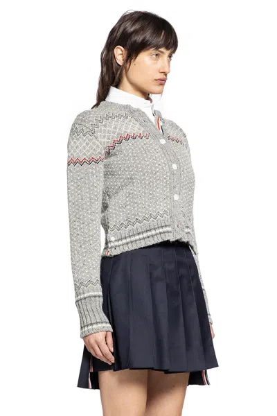 Thom Browne Fairisle Jersey Float Cardigan In Donegal In Gray