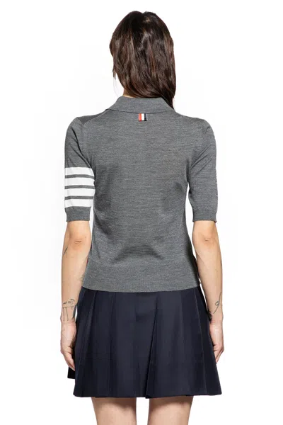 Thom Browne 4-par Polo In Merino Wool In Gray