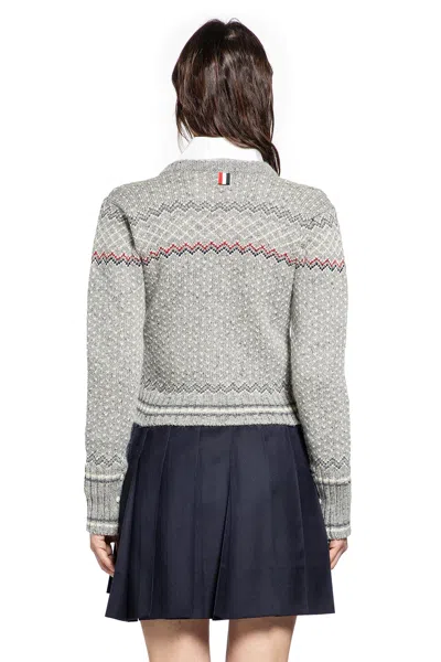 Thom Browne Fairisle Jersey Float Cardigan In Donegal In Gray