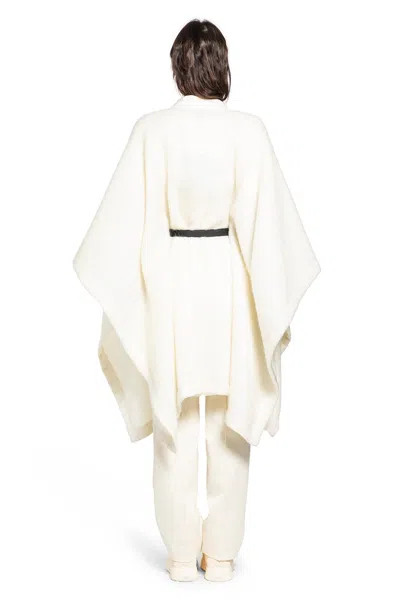 Moncler Mohair Alpaca And Wool Blend Belted Cape In White