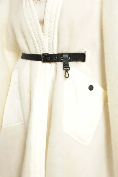 Moncler Mohair Alpaca And Wool Blend Belted Cape In White