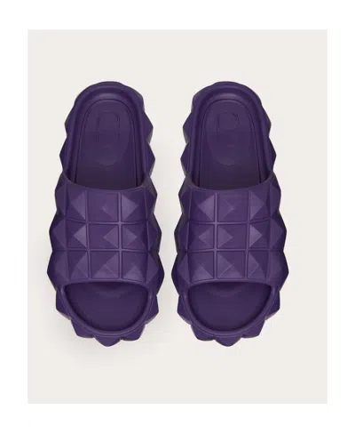 Valentino Rockstud Chunky Slides In Purple