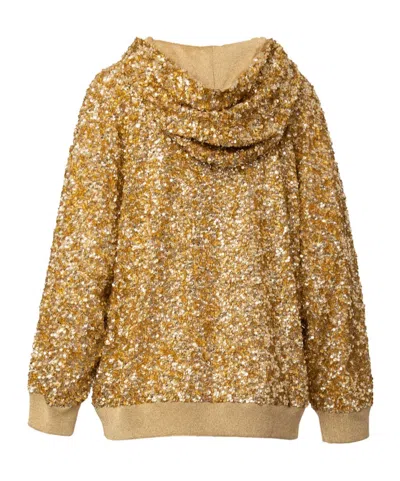 Valentino Sequinned Zip-up Hoodie In Gold