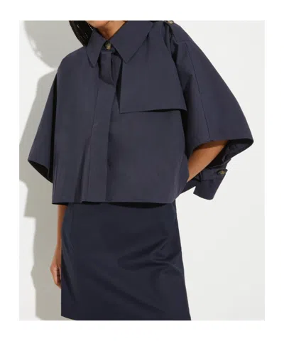 Maxco. Single Breasted Cape In Blue