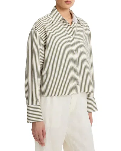 Vince Cropped Button Down Shirt In Neutral