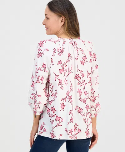 Style & Co Petite Smock-neck Floral-print Blouse, Macy's Exclusive In Multi