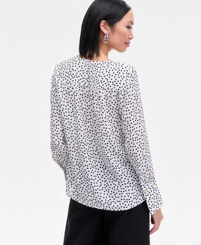 Inc International Concepts Women's Printed Surplice High-low Blouse, Macy's Exclusive In White