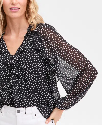 Inc International Concepts Women's Ruffle-trim V-neck Blouse, Macy's Exclusive