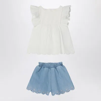 Chloé White And Blue Cotton Suit In White