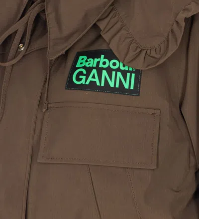 Barbour X Ganni Waterproof Parka Coat In Brown