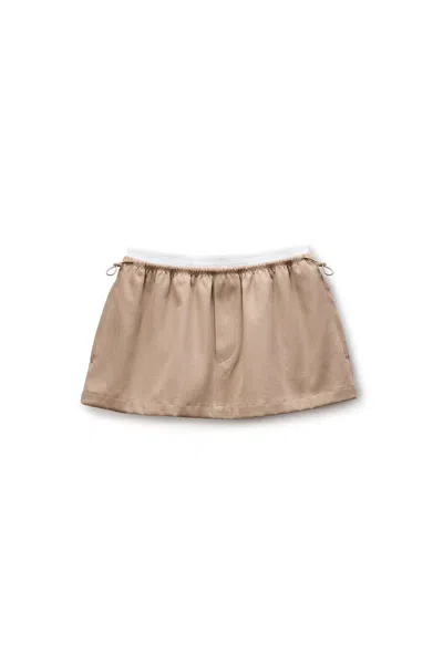 Alexander Wang Mid-rise Mini Logo Elastic Skirt In Brown