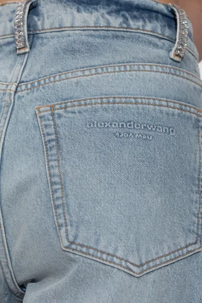 Alexander Wang Float Mid-rise Relaxed Jeans With Crystal Beltloops In Blue