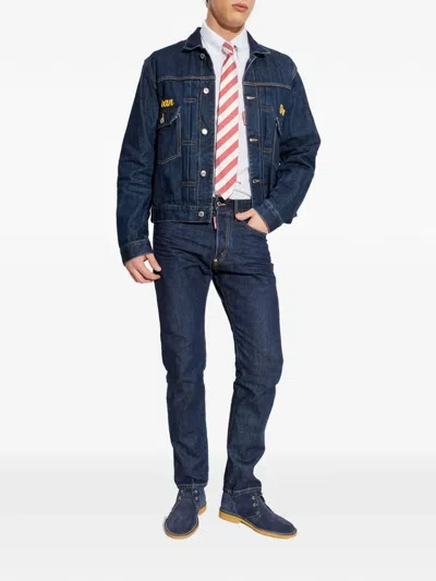 Dsquared2 Embroidered-detail Denim Jacket In Multi