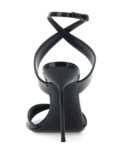 Paris Texas Lidia Black Sandals With High Stiletto Heel And Criss-crossed Ankle Strap In Patent Leather Woman