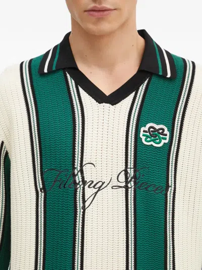 Filling Pieces Striped Sweater In Green