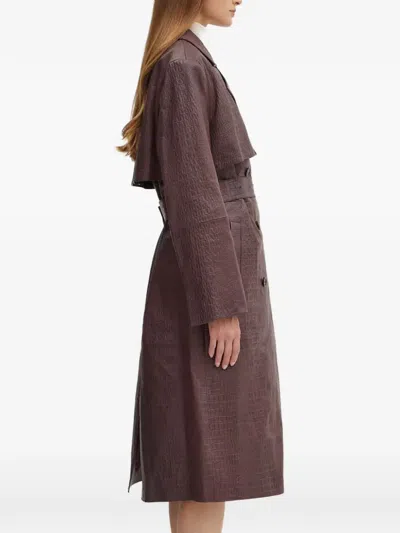 Hugo Boss Belted Double-breasted Coat In Brown