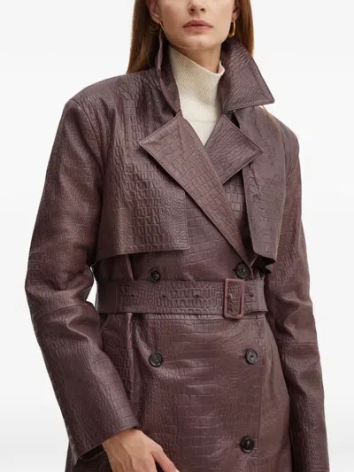 Hugo Boss Belted Double-breasted Coat In Brown