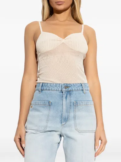 Victoria Beckham Ribbed-knit Tank Top In Neutral