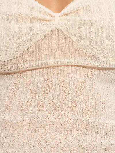 Victoria Beckham Ribbed-knit Tank Top In Neutral