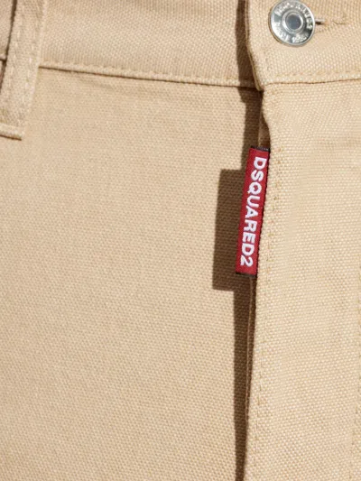Dsquared2 Zip-up Back-patch Trousers In Neutral